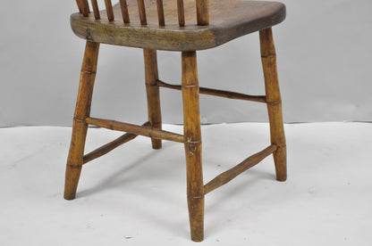 Antique Primitive Rustic French Farmhouse Wooden Faux Bamboo Side Chair