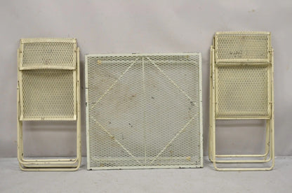 Vintage Mid Century Modern Wrought Iron Folding Card Game Table Set - 5 Pcs