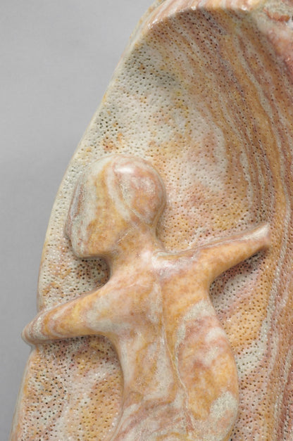 Vintage Seymour Shuren Modern Pink Carved Marble Abstract Nude Figure Sculpture