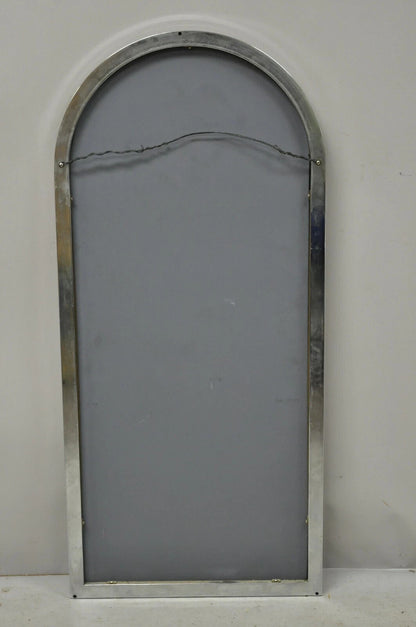 Italian Modernist Maison Jansen Style Steel Brass Chrome Arch 48" Wall Mirror