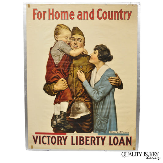 Original Vintage 1918 WWI Poster 'For Home and Country' by Alfred Everitt Orr