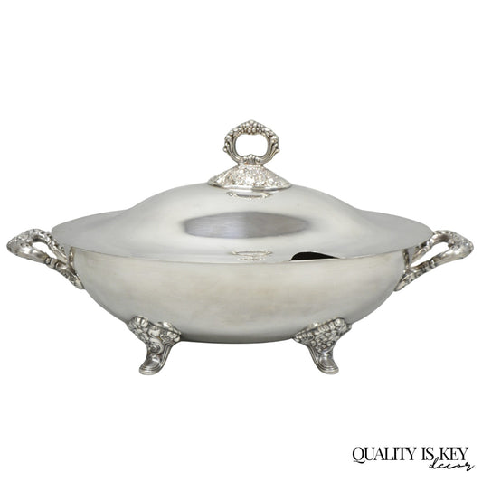 Vintage Lancaster Rose by Poole Large Oval Silver Plated Covered Soup Tureen
