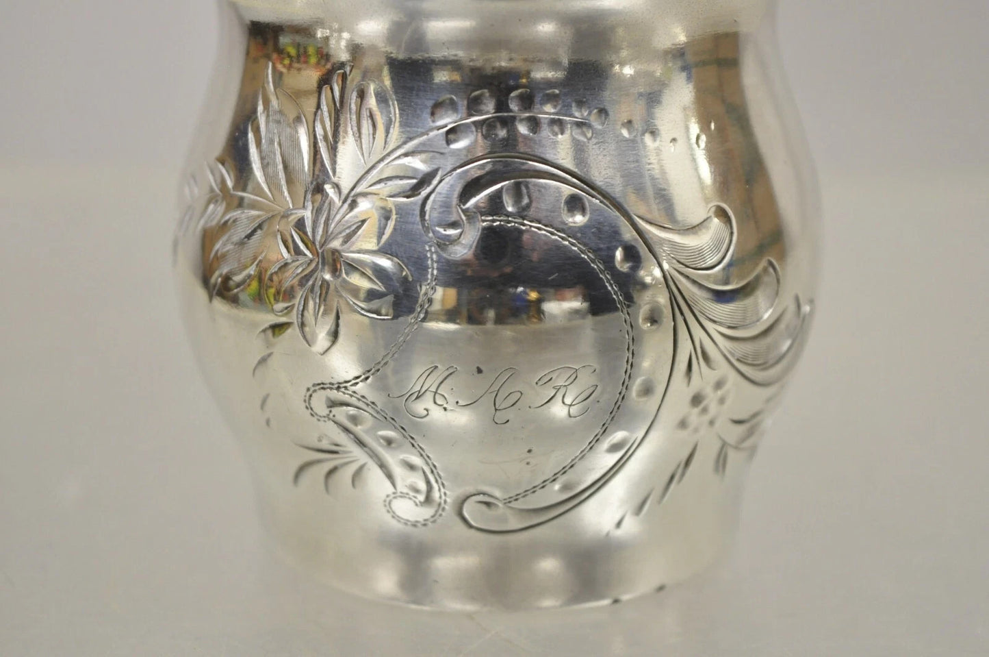 Antique Van Bergh Silver Plated Victorian Tea Serving Set w/ Monogram - 3 Pc Set