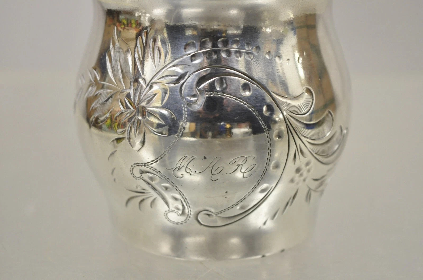 Antique Van Bergh Silver Plated Victorian Tea Serving Set w/ Monogram - 3 Pc Set