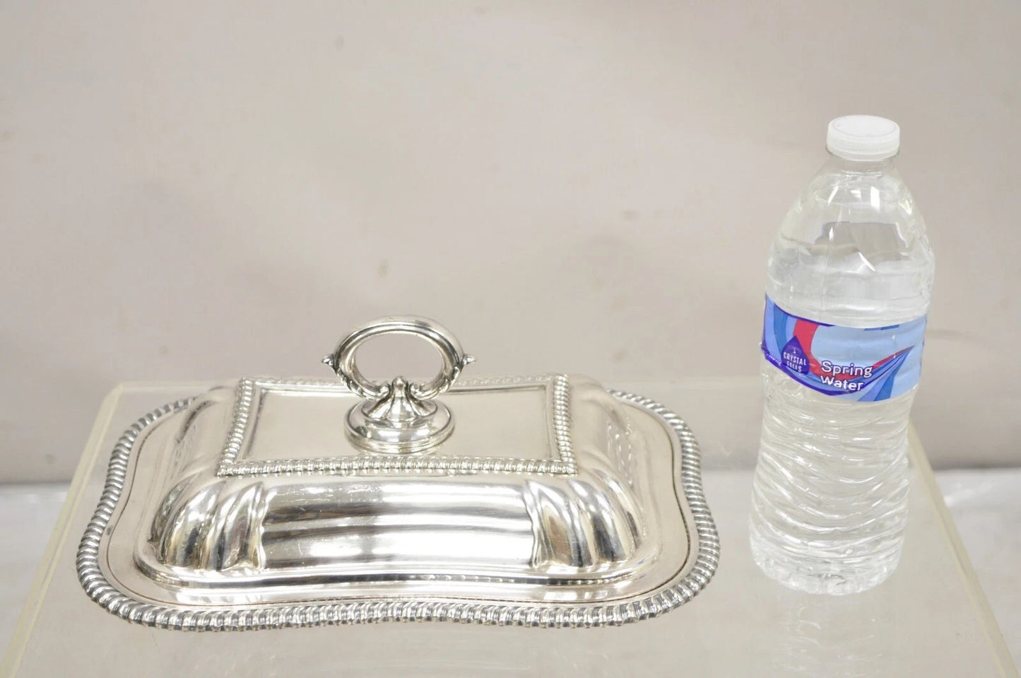 Vintage English Regency Silver Plated Covered Vegetable Serving Platter Dish