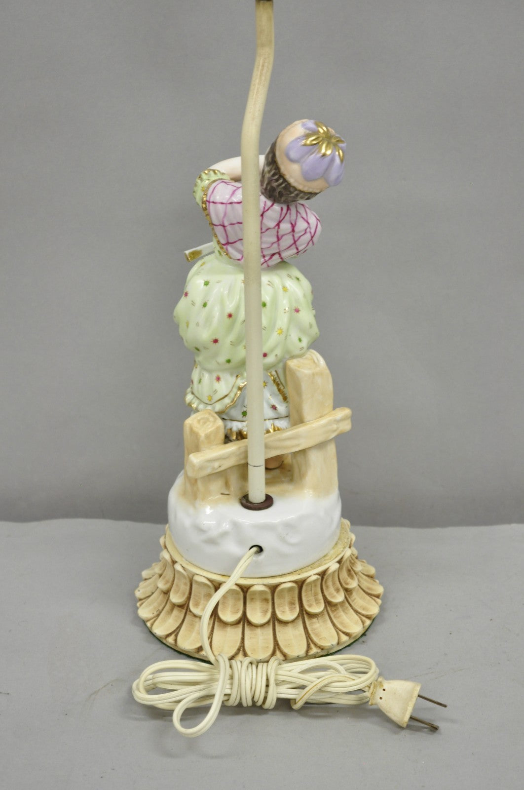 Antique Victorian French Porcelain Figure Dutch Girl in Dress Boudoir Table Lamp
