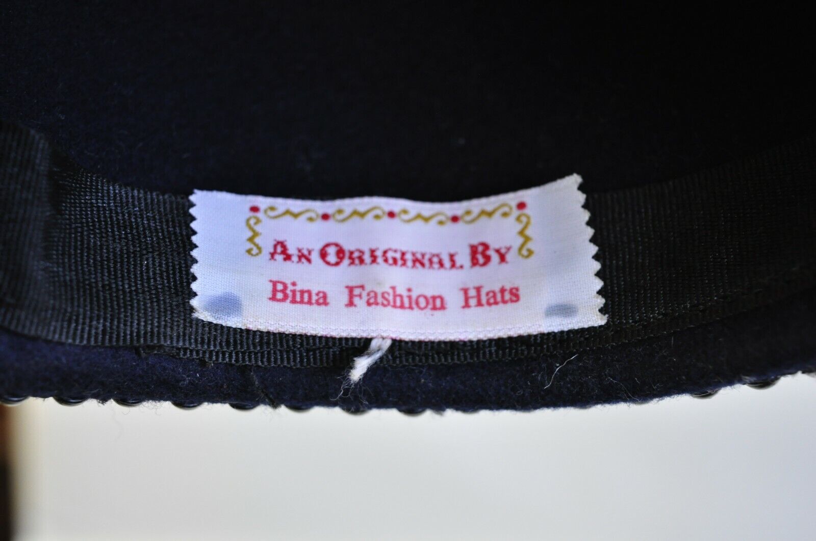 Vintage Bina Fashion Hats Black Iridescent Beaded Bejewel Derby Crown Beret Hat