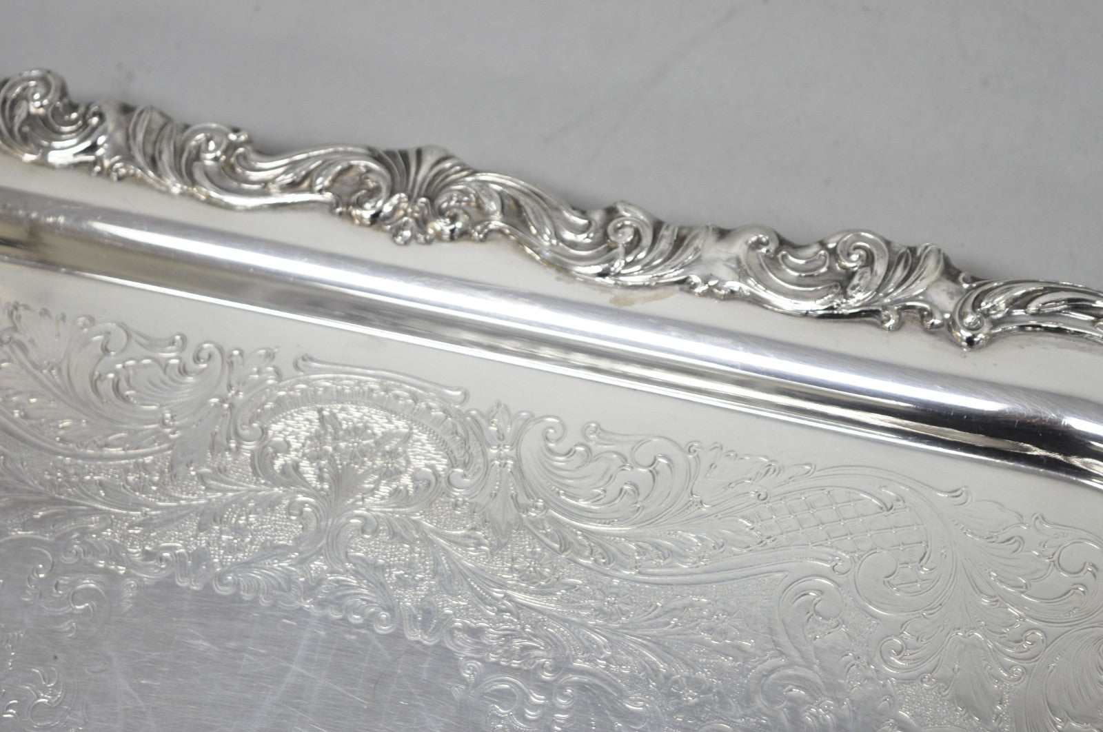 Vintage FB Rogers Victorian Silver Plated Narrow Serving Platter Bar Tray