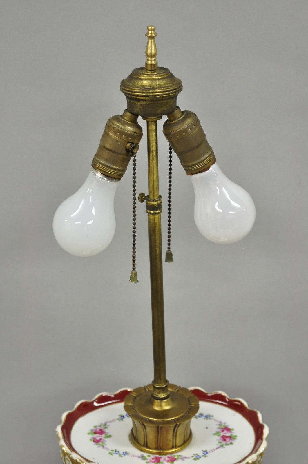 Antique French Red Paris Porcelain Style Urn Form Table Lamp by SGK China, Japan