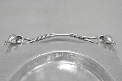 Vintage Buenilum Art Nouveau Hand Hammered Aluminum Serving Tray w Tulip Handles
