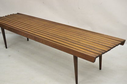 Vintage Mid Century Modern 72" Long Wood Slat Bench 6' Coffee Table