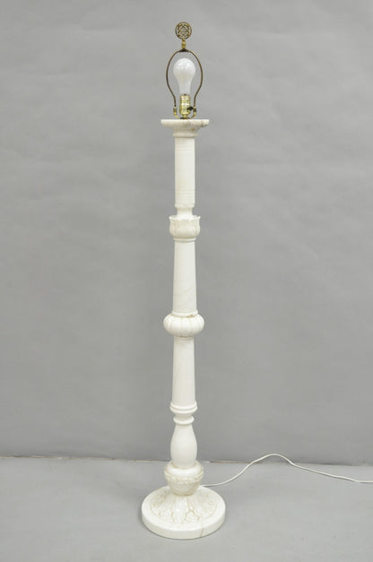 Vintage Italian Classical Carved Solid Marble Column Pole Floor Lamp