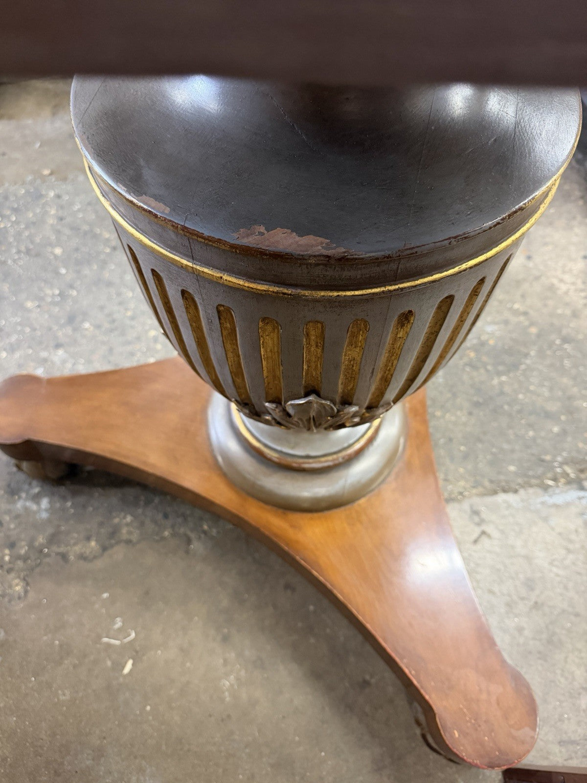 Vintage Italian Neoclassical Style Urn Pedestal Round Marble Side Tables - Pair