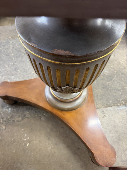 Vintage Italian Neoclassical Style Urn Pedestal Round Marble Side Tables - Pair