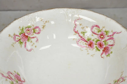 Antique WH Tatler Porcelain Pink Rose Flower Victorian Bath Wash Basin, 4 Pc Set