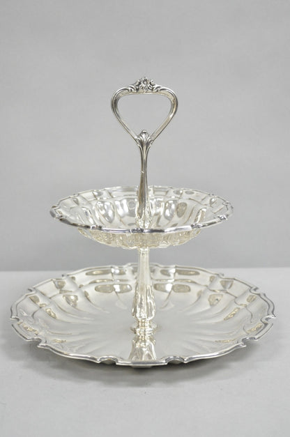 Towle Victorian Silver Plated 2 Tier Scalloped Pastry Serving Display Platter