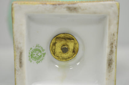 Antique Nippon Hand Painted Porcelain Windmill Scene Green Small Bolted Vase