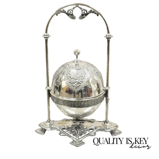 Antique Meriden Co Victorian Silver Plated Round Dome Covered Butler Butter Dish