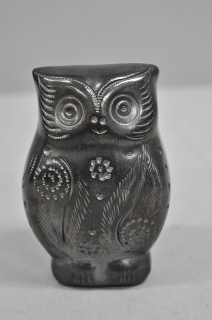 Dona Rosa Barro Negro Black Pottery 4" Carved Owl Figurine Mid Century Modern