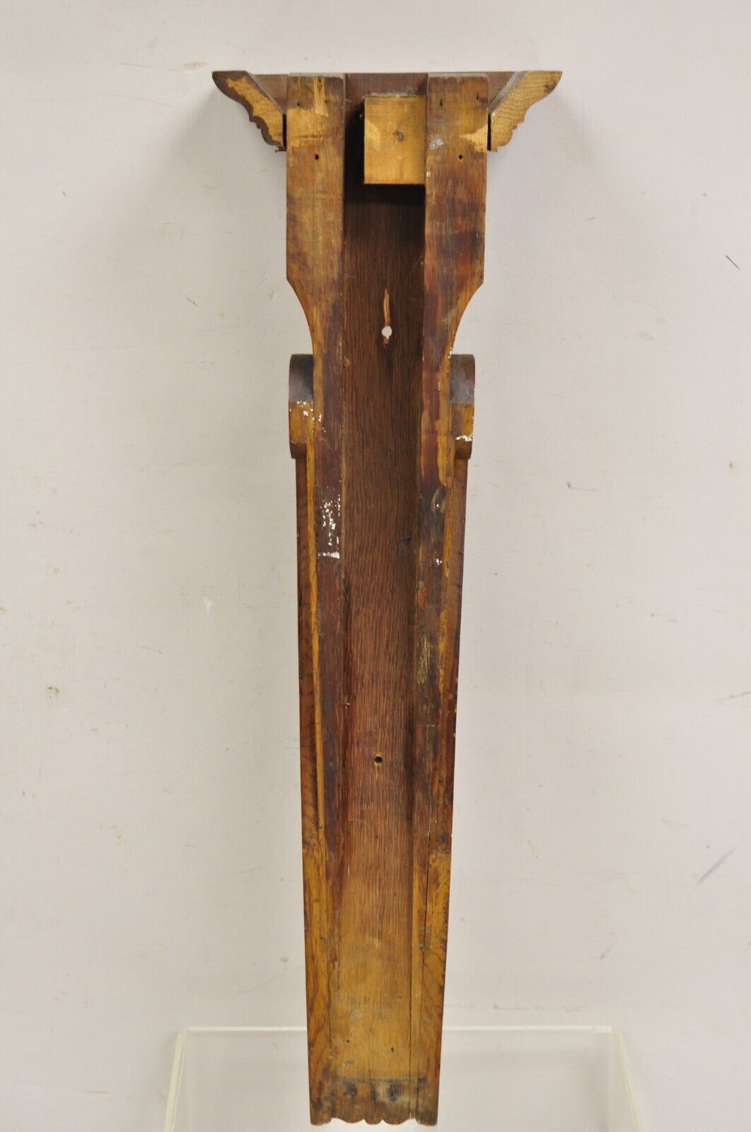 Antique Victorian Oak Wood French Renaissance 34" Tall Carved Corbel Bracket