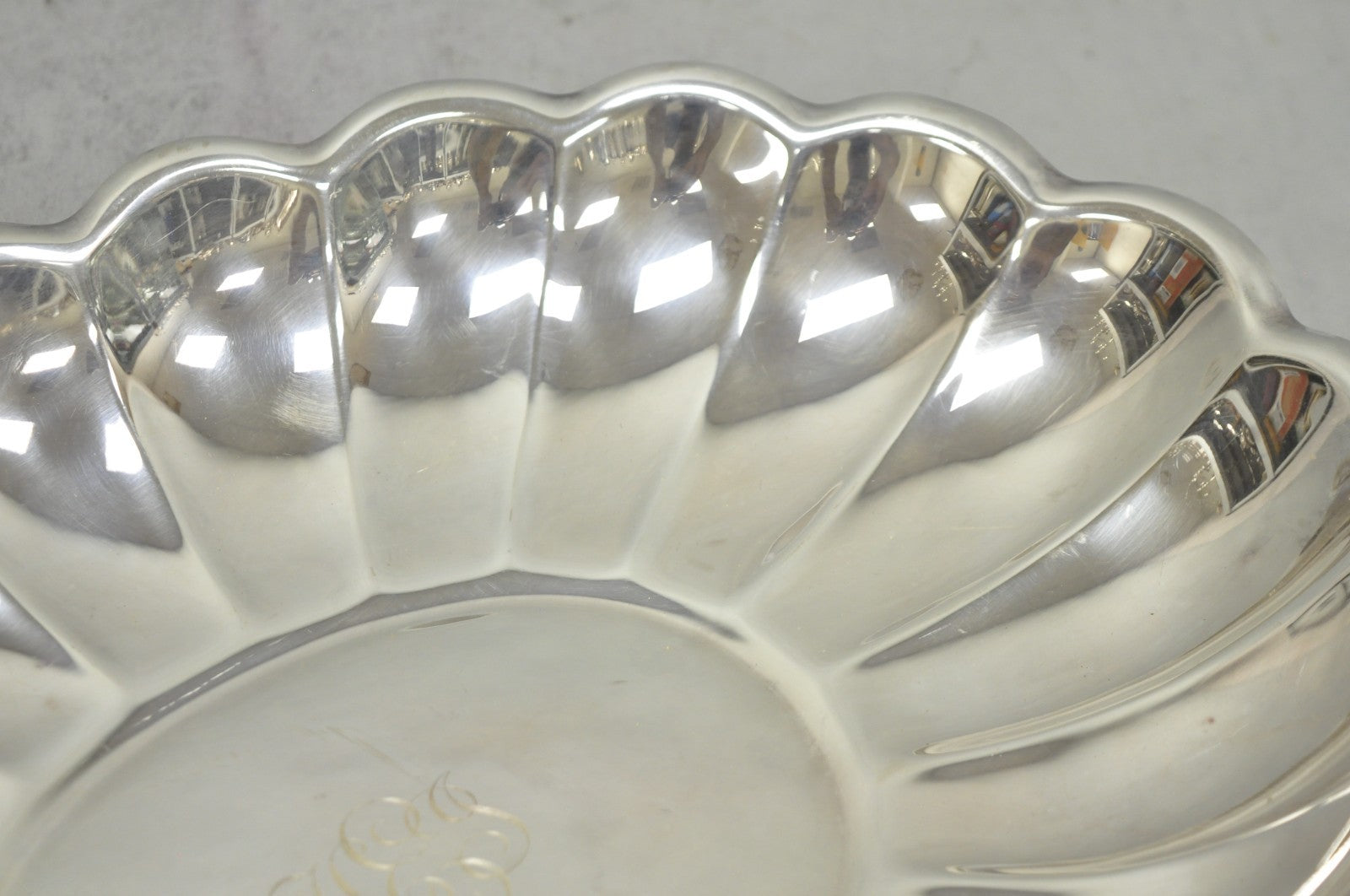 Vintage Reed & Barton "Holiday" Scalloped Oval Serving Platter Tray w/ Monogram