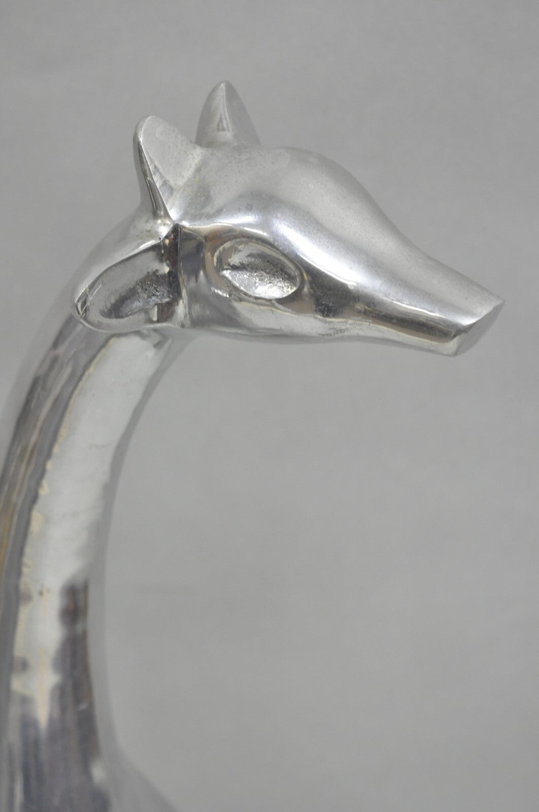 Vintage Mid Century Modern Cast Aluminum Silver Giraffe Sculptures - a Pair