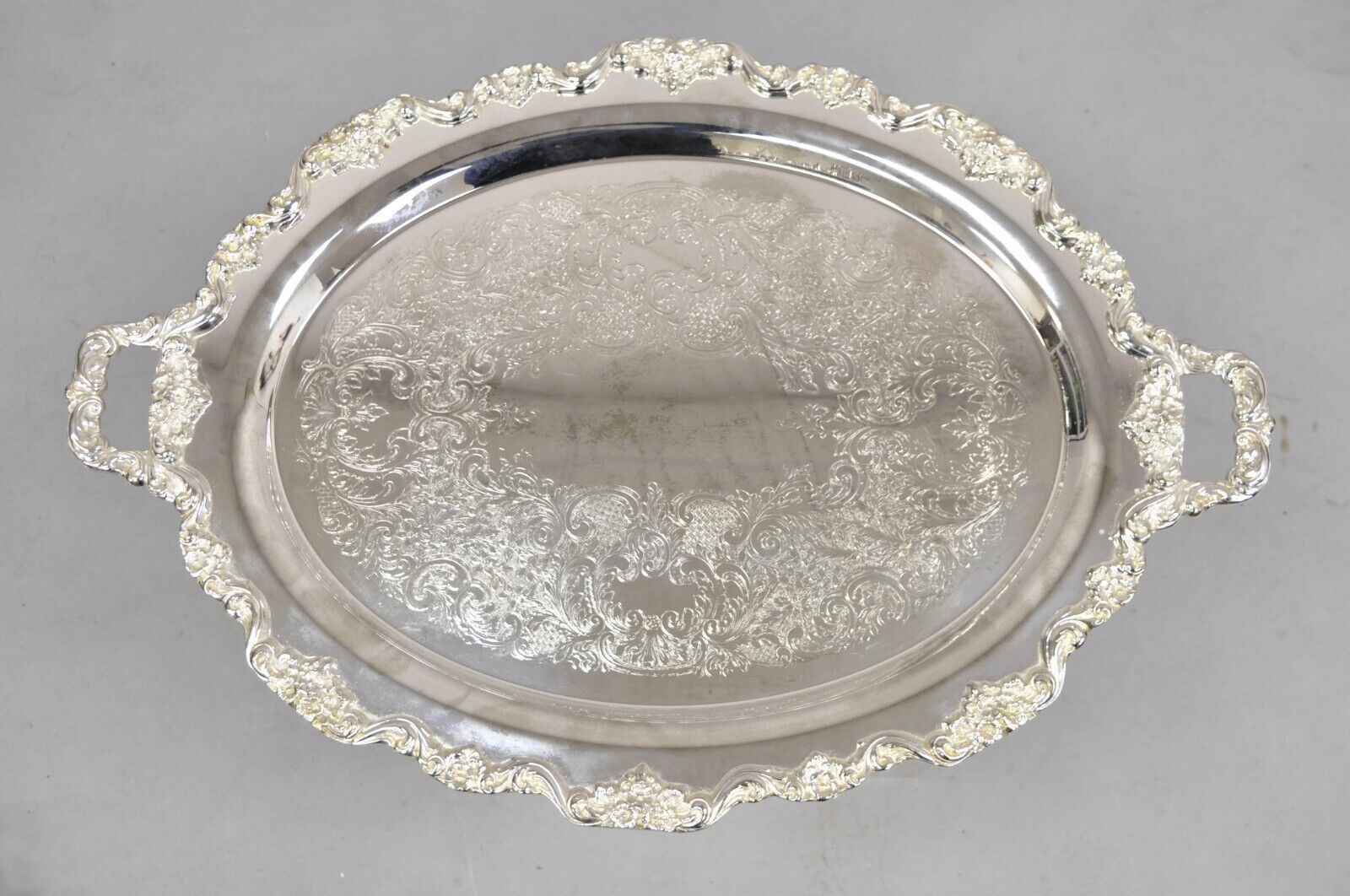 Vintage Towle Large Ornate Victorian Oval Silver Plated Serving Platter Tray