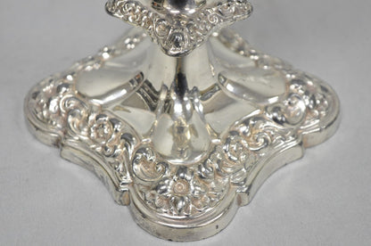 Antique Victorian Silver Plated Glass Hurricane Lamp Shade Candlestick - Pair