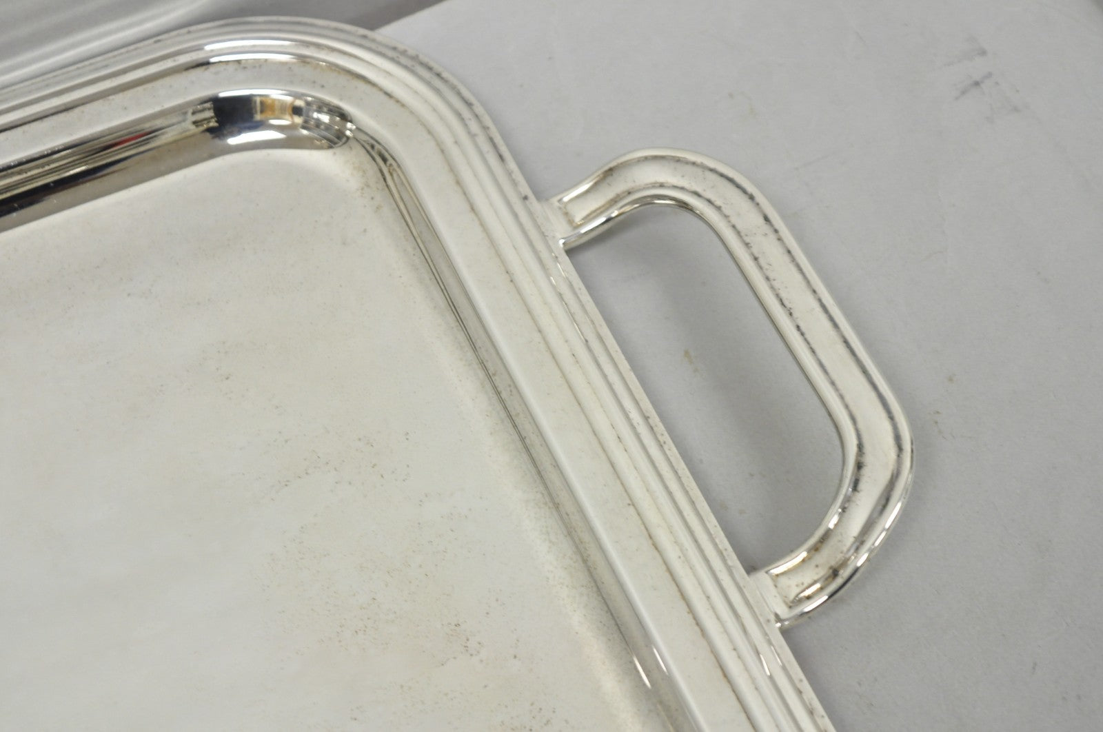 Contemporary Modern Landes Silver Plated Rectangular Bar Serving Platter Tray