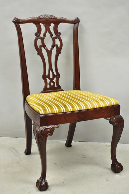 John Stuart Chippendale Carved Mahogany Ball and Claw Dining Chairs - Set of 4