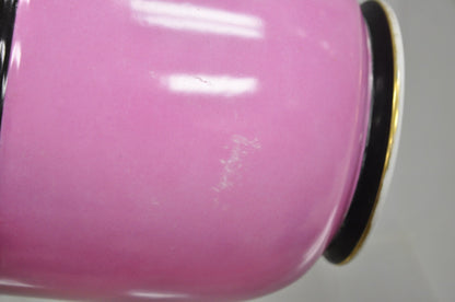 Antique French Porcelain Pink Hand Painted Portrait Cachepot Jardiniere Vase
