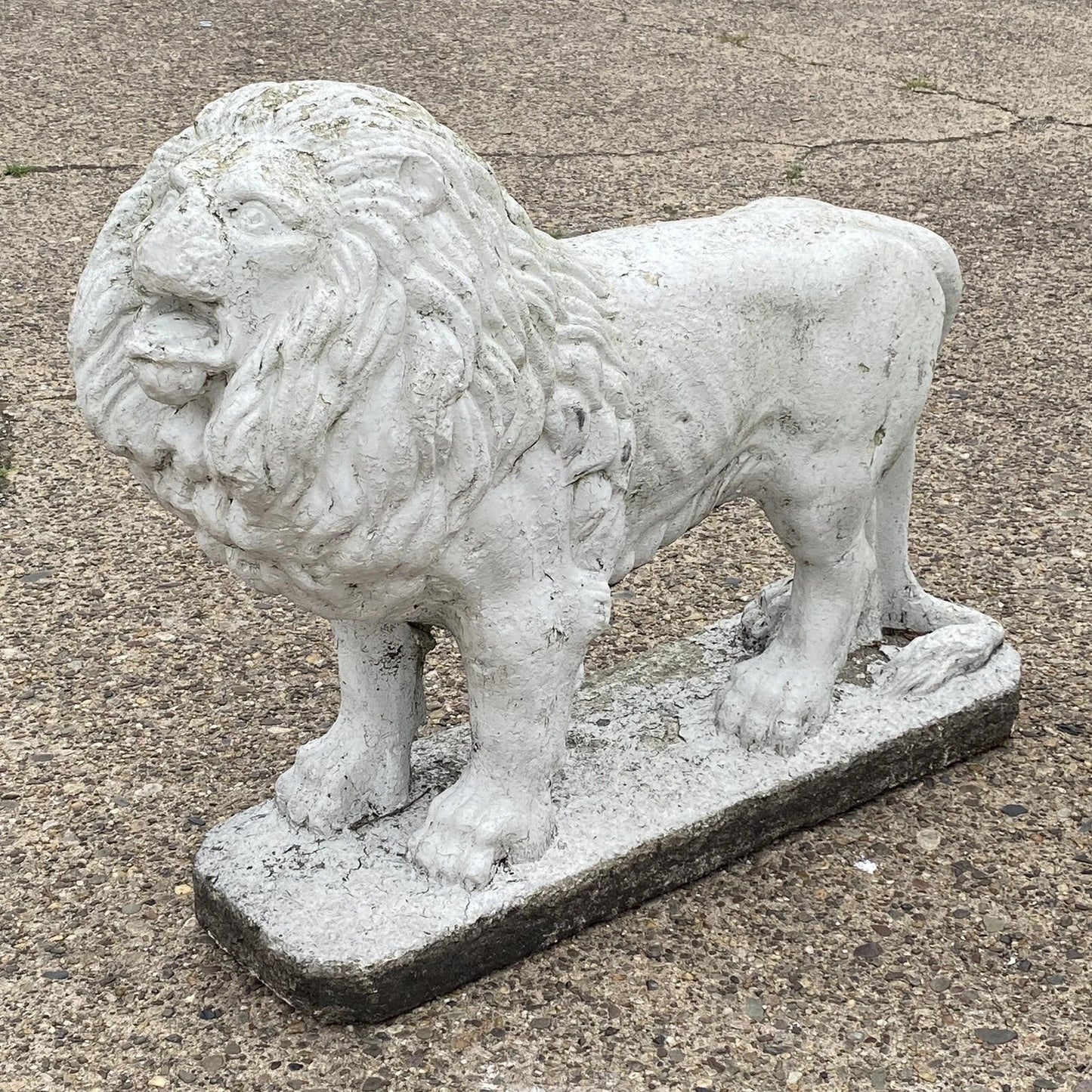 Vintage Classical Style Standing Lion Cement Guardian Entry Garden Statue - Pair