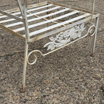 Vintage Russell Woodard "Kissing Birds" Wrought Iron Patio Lounge Chair - Pair