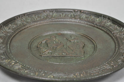 Vintage Roman Classical Style Figural Cast Iron Twin Handle Charger Dish