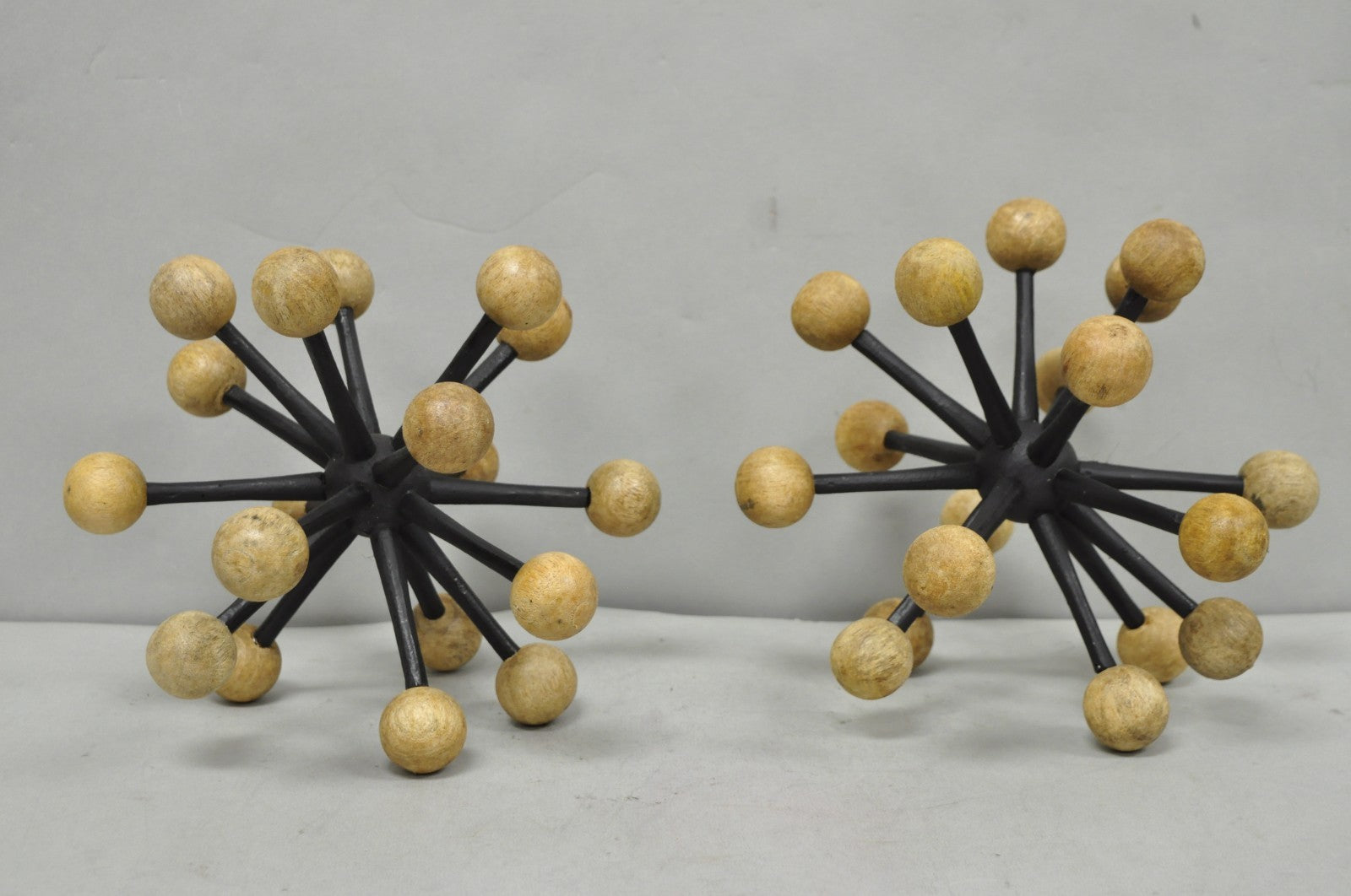 Contemporary Modern Wood & Metal "Jax" Abstract Table Decor - a Pair