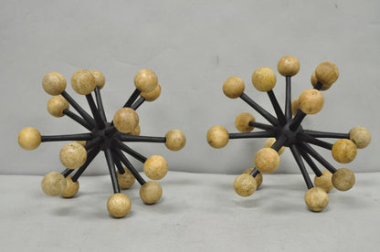 Contemporary Modern Wood & Metal "Jax" Abstract Table Decor - a Pair