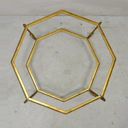 Vintage Italian Hollywood Regency Gold Gilt Iron Rope Metal Coffee Table Base