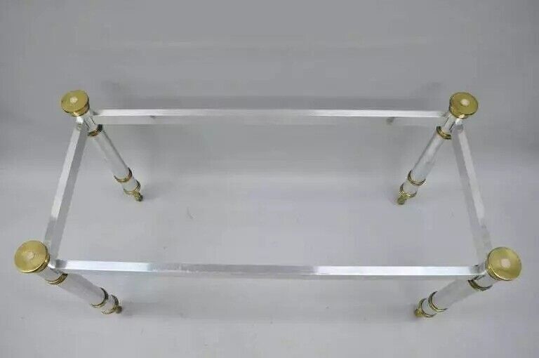 Vintage Maison Jansen Style Hollywood Regency Chrome & Brass Console Table Base