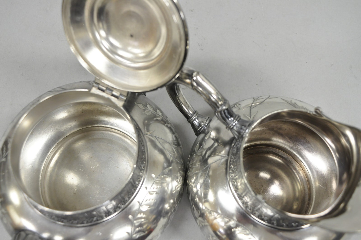 Antique James W Tufts 1948 Silver Plated Art Nouveau Tea Set - 5 Pc Set