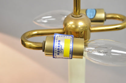 Vintage Marbro French Empire Porcelain Bouillotte Candlestick Table Lamps Pair