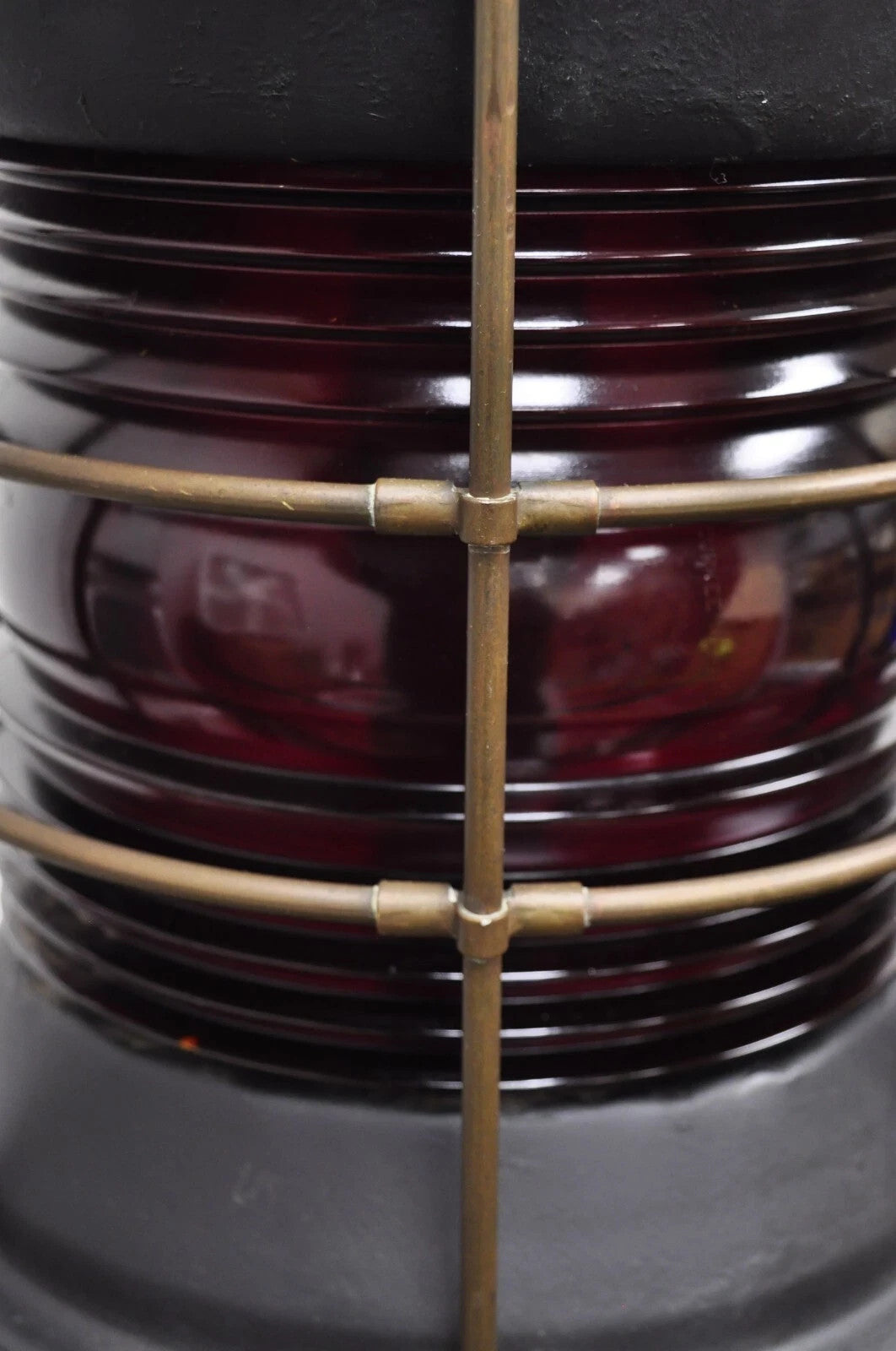 Antique Durkee Marine Ship Lantern Fixture Red Fresnel Pendant Chandelier (A)