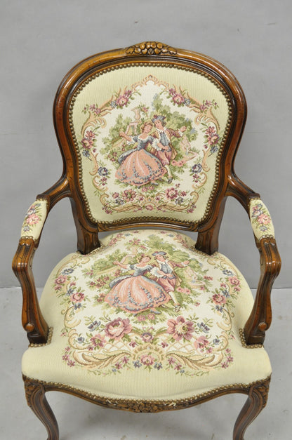 Vintage Chateau D'Ax spa French Louis XV Style Italian Tapestry Arm Chair