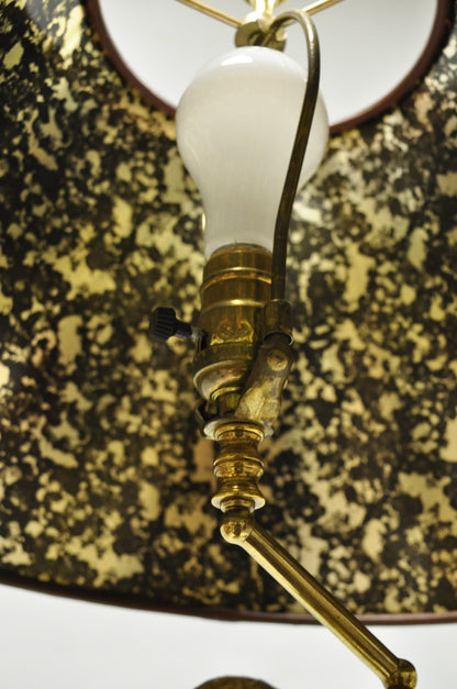 Vintage Maitland Smith Bronze Figure Golfer Sculpture Table Lamp w Leather Shade
