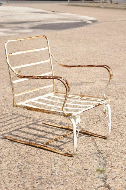 Vintage Woodard Chantilly Rose Wrought Iron Garden Patio Bouncer Lounge Chair