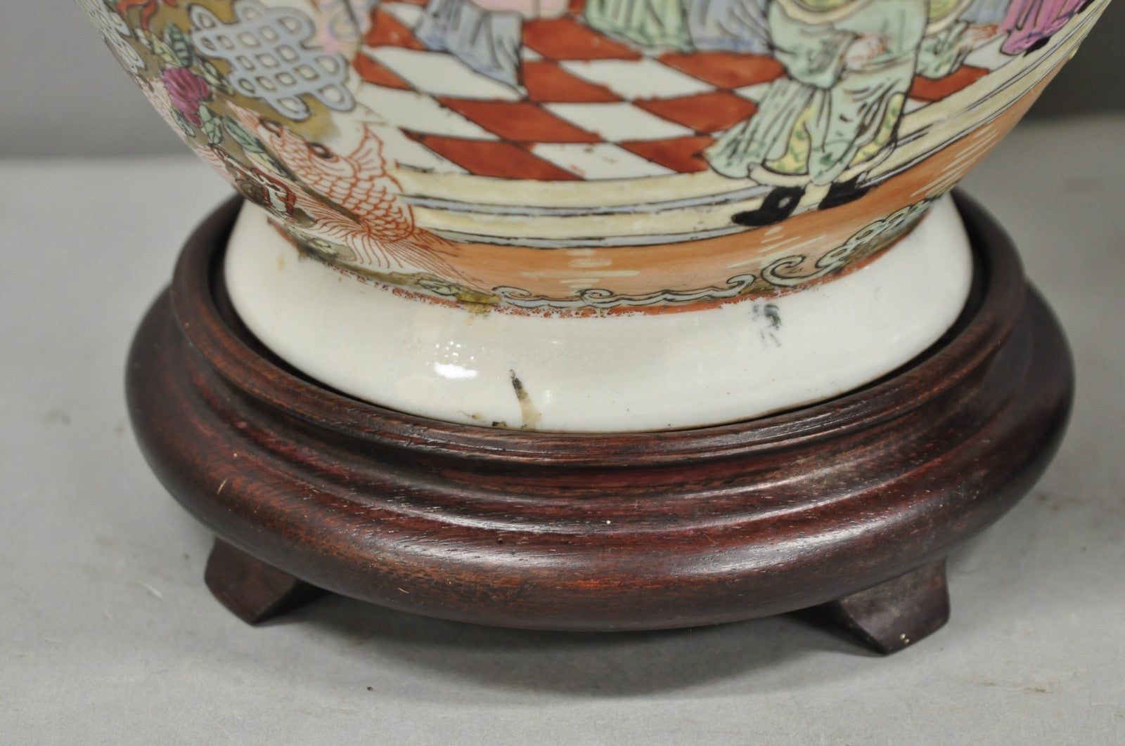 Vintage Oriental Porcelain Chinese Ginger Jar Chinoiserie Table Lamps - a Pair