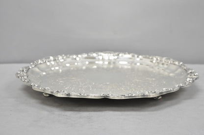 Vintage Poole Silver 3209 Victorian 12" Round Silver Plated Salver Platter Tray