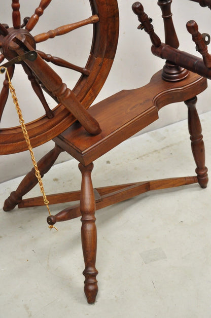 Antique Canadian Country Primitive Pine Wood Colonial Wooden Spinning Wheel