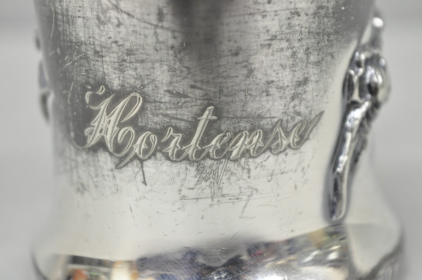 Antique Forbes Silver Co Art Nouveau Floral Monogramed Silver Plated Shaving Mug