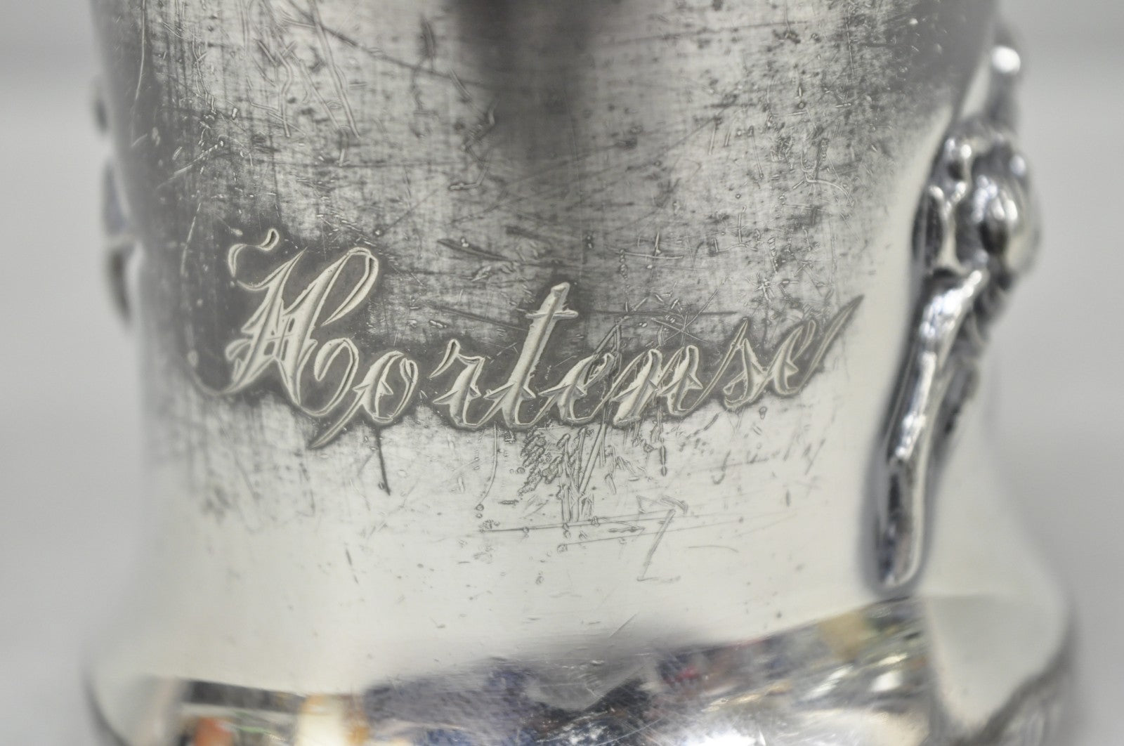 Antique Forbes Silver Co Art Nouveau Floral Monogramed Silver Plated Shaving Mug