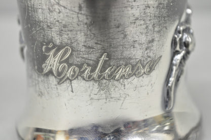 Antique Forbes Silver Co Art Nouveau Floral Monogramed Silver Plated Shaving Mug